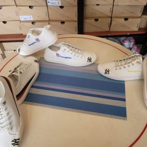 Champion Yankees All White with Black and Gold Logo Stitching